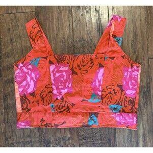 Studio 83 Bright Floral Bustier with Straps, Designed and Produced in Greece, M